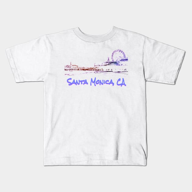 Santa Monica, CA Silhouette Kids T-Shirt by Christine aka stine1